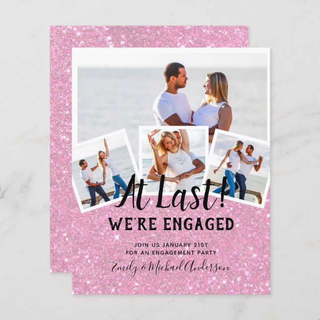 BUDGET PHOTO ENGAGEMENT QUOTE INVITES - ANY COLOR (Front/Back)
