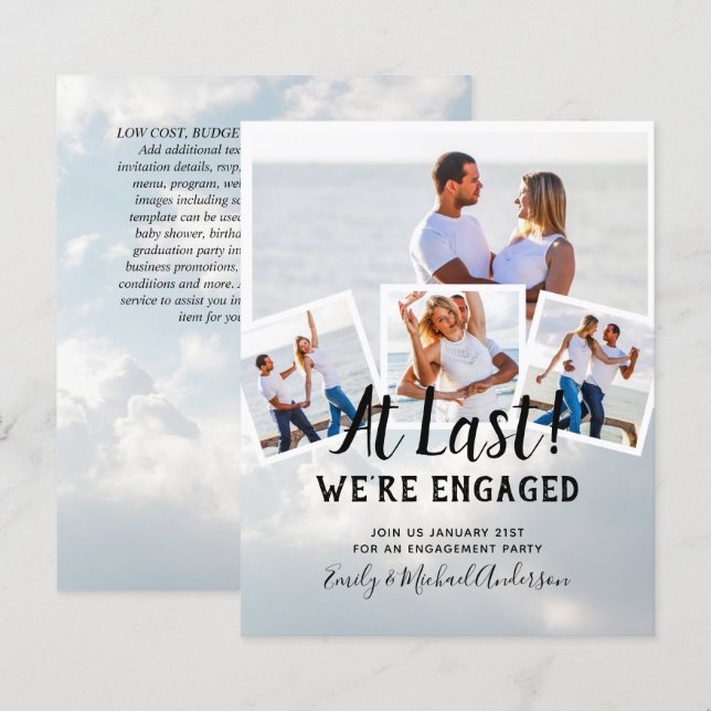 BUDGET PHOTO ENGAGEMENT QUOTE INVITES - ANY COLOR (Front/Back)