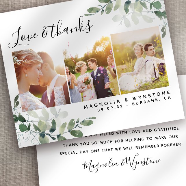 Budget Photo Eucalyptus Wedding Thank You Card (Creator Uploaded)