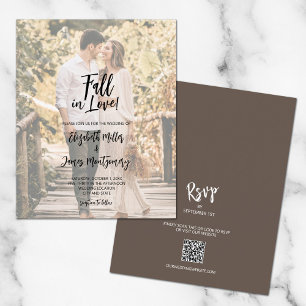 Budget Photo Fall In Love Brown All In One Invite