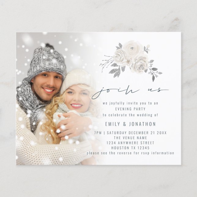 Budget Photo Floral Join Us Evening Wedding (Front)