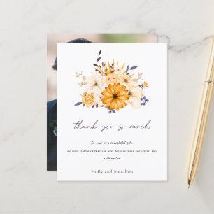 Budget Photo Floral Yellow Wedding Thank You 