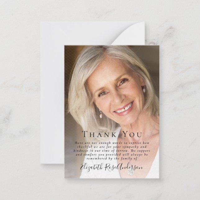 BUDGET Photo Funeral Thank You Note Card (Front)