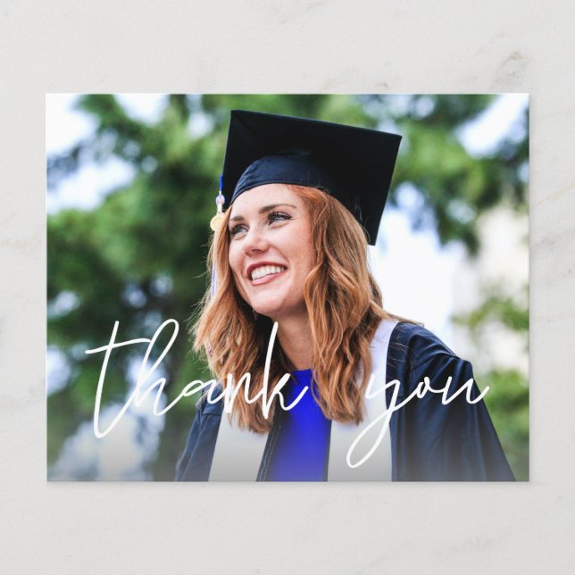 Budget Photo Graduation Hat White Thank You Flyer (Front)