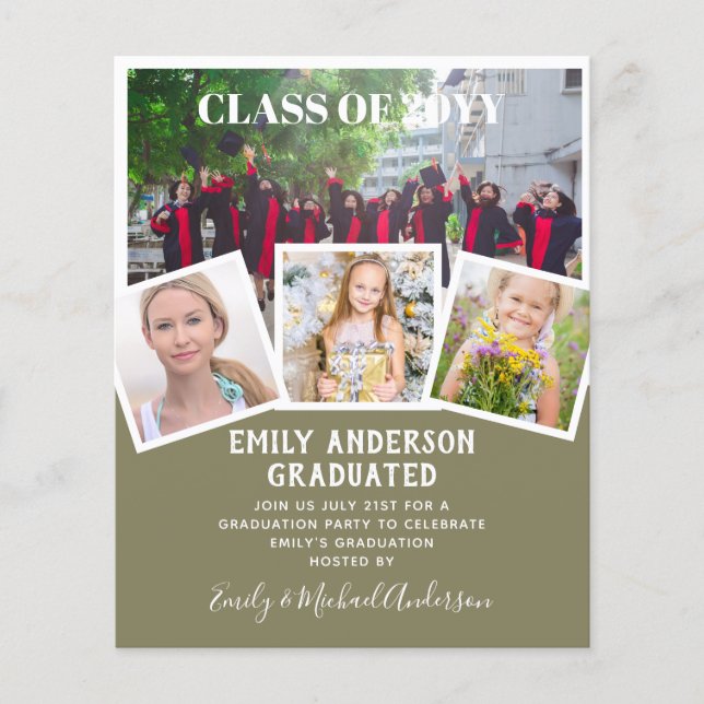 BUDGET Photo GRADUATION Invite Announcement ThankU Flyer (Front)
