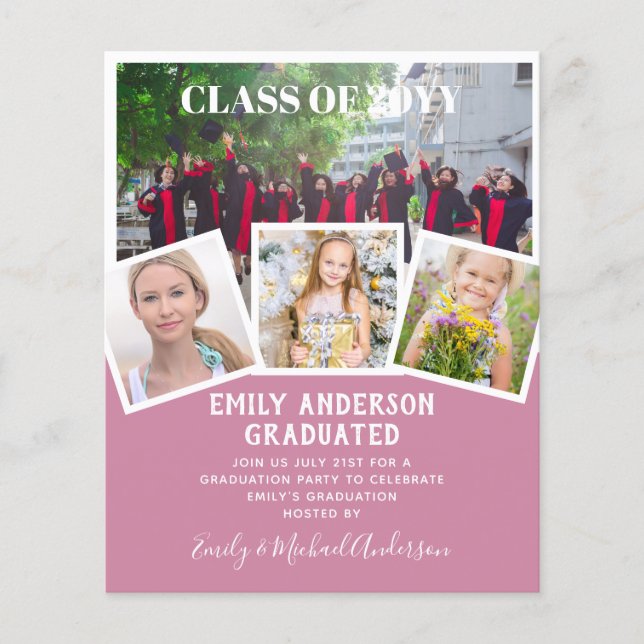 BUDGET Photo GRADUATION Invite Announcement ThankU Flyer (Front)