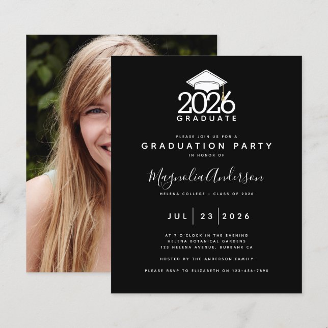 BUDGET Photo Graduation Party Invitation (Front/Back)