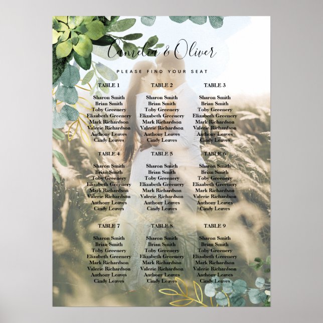 BUDGET PHOTO Greenery SEATING CHART 18" x 24" (Front)