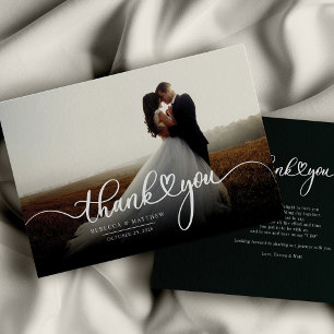 Budget Photo Hand-Lettered Wedding Thank You Card