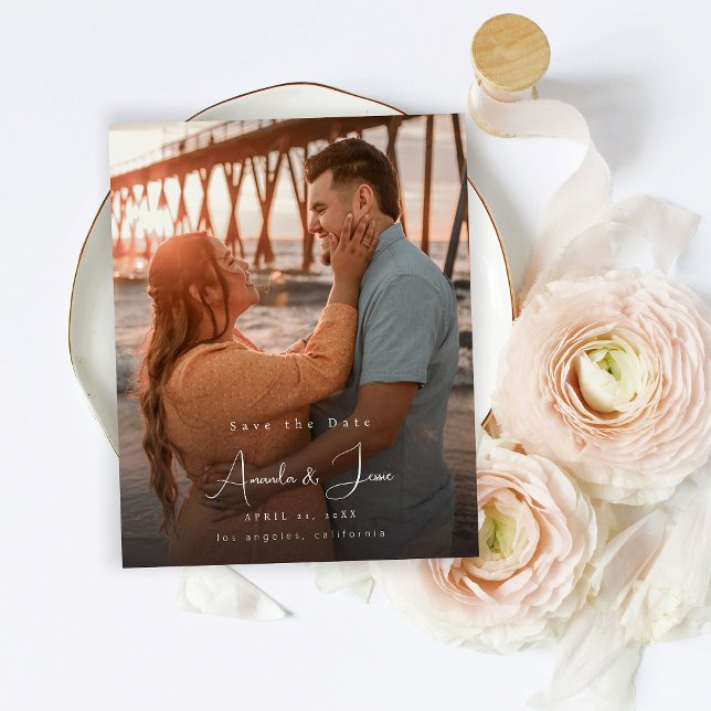 Budget Photo - Handwriting Vertical Save the Date  (Creator Uploaded)