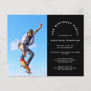 Budget Photo Man Any Age Birthday Black Invite