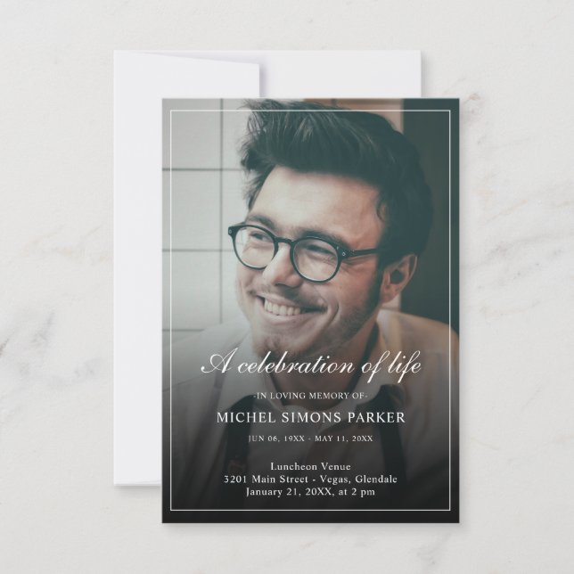 Budget Photo Memorial Celebration of Life Funeral Invitation (Front)