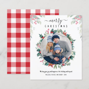 Budget Photo Merry Christmas Plaid Mistletoe Card