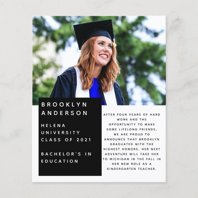 BUDGET Photo Message Graduation Announcement (Front)