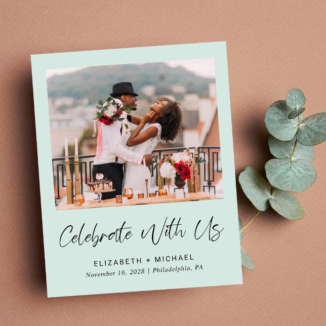 Budget Photo Mint Wedding Reception Invitation (You said "I do" in an intimate ceremony - now it's time to share your joy with those you hold dear)