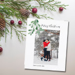 Budget Photo Mistletoe Merry Christmas Card<br><div class="desc">Send Seasons Greetings to family and friends with this romantic budget Christmas Card. It is decorated with watercolor mistletoe. Easily customizable with your photo and name. For more advanced customization of this design, Please click the "Customize" button. Because we create our artwork you won't find this exact image from other...</div>