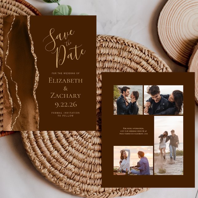Budget Photo Mocha Gold Agate Brown Save the Date (Creator Uploaded)