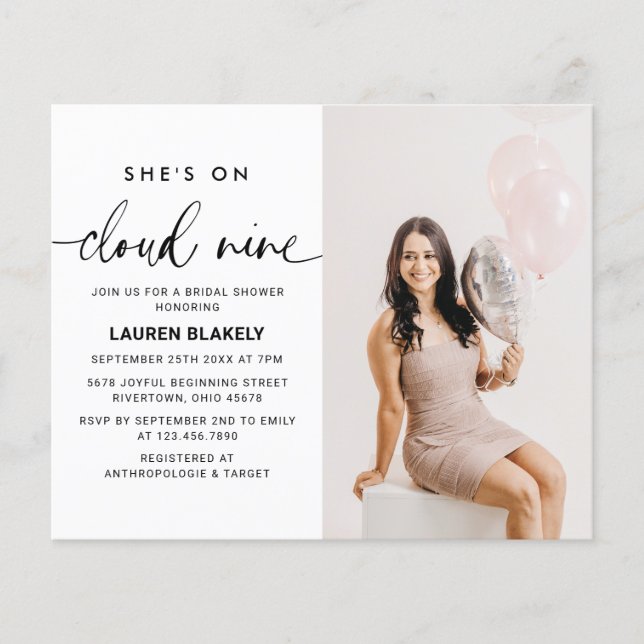 Budget Photo Modern Cloud Nine Bridal Shower Flyer (Front)
