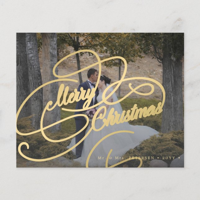 Budget photo newlywed Christmas holiday card (Front)
