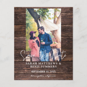 Budget Photo on Wood B Rustic Save the Date Ver Flyer
