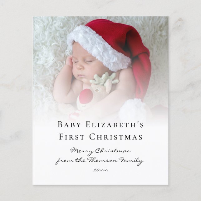 Budget Photo Overlay Baby First Christmas Card (Front)