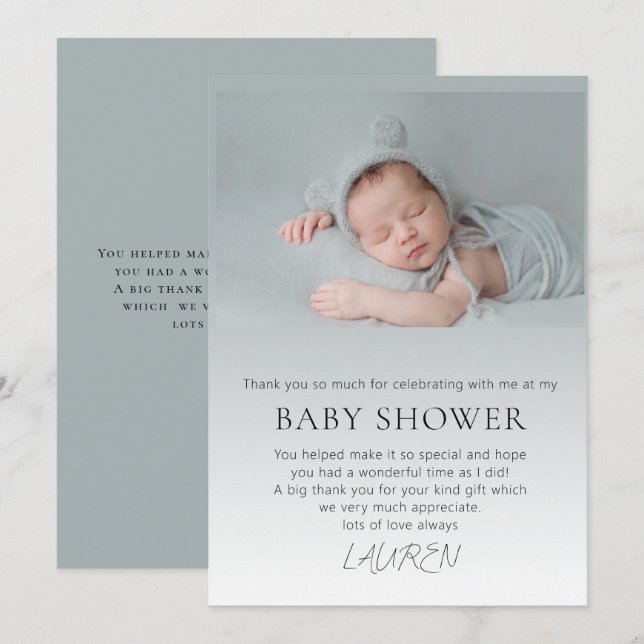 Budget Photo Overlay Baby Shower Card (Front/Back)