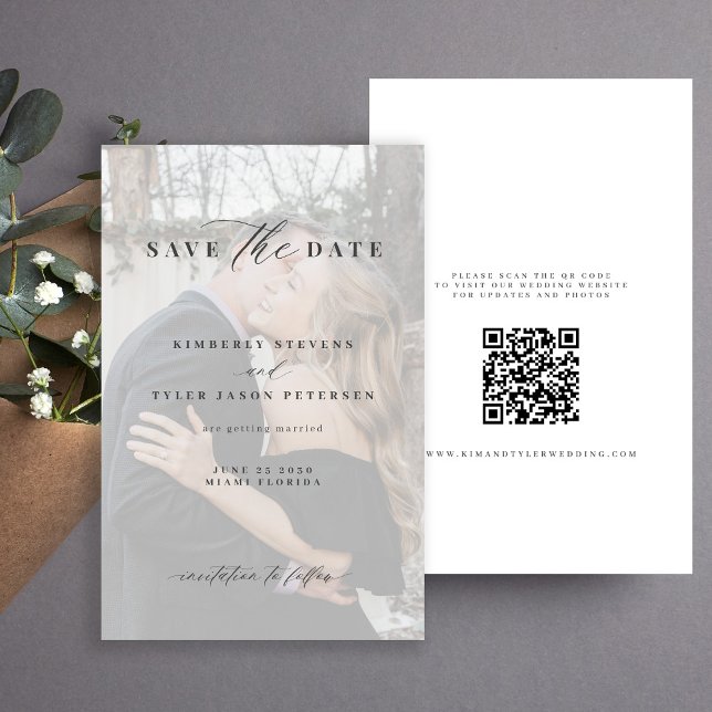 Budget photo overlay QR CODE wedding save the date (Creator Uploaded)