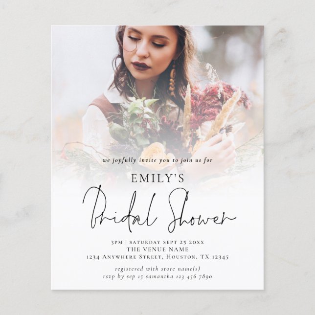 Budget Photo Overlay Script Bridal Shower Invite (Front)