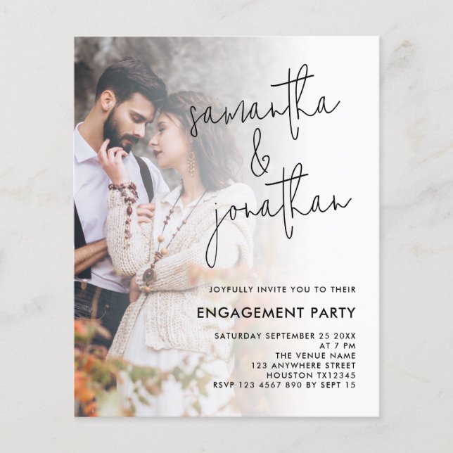 Budget Photo Overlay Script Engagement Invite (Front)