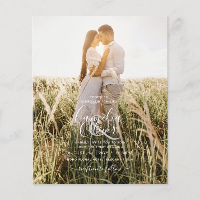 BUDGET Photo Overlay Sea Glass Sage Wedding Invite Flyer (Front)