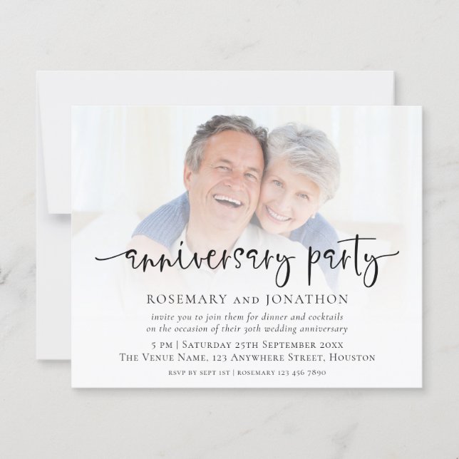 Budget Photo Overlay Wedding Anniversary Invite (Front)