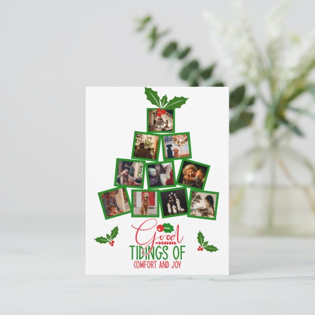 Budget Photo Personalized Green Christmas Postcard (Standing Front)