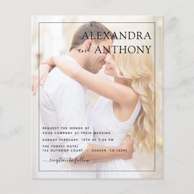 Budget Photo Picture Wedding Romantic Elegant Flyer (Front)