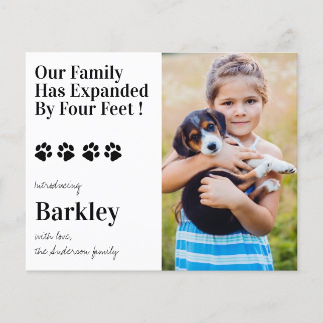 Budget Photo Puppy Dog New Pet Announcement (Front)