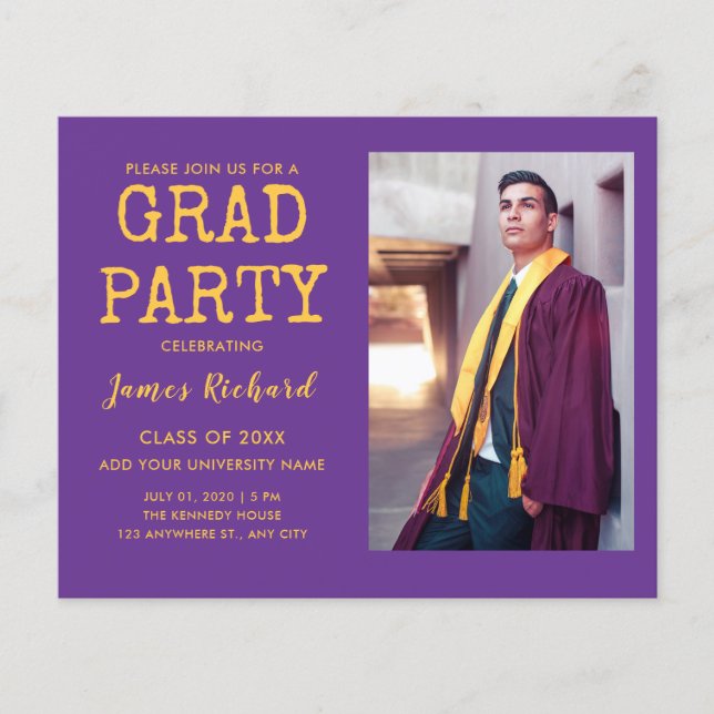 Budget Photo Purple And Gold Graduation Party  (Front)
