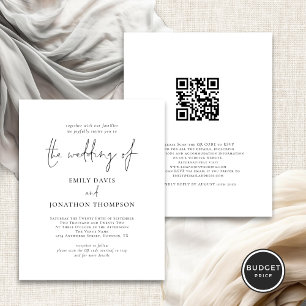 Budget Photo QR Code Elegant Script Wedding Invite