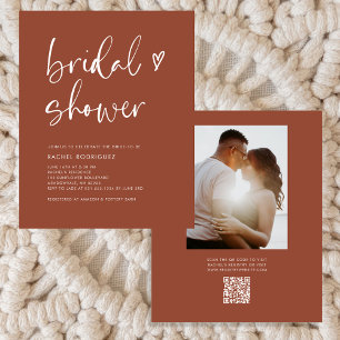Budget Photo QR Code Terracotta Bridal Shower  Flyer