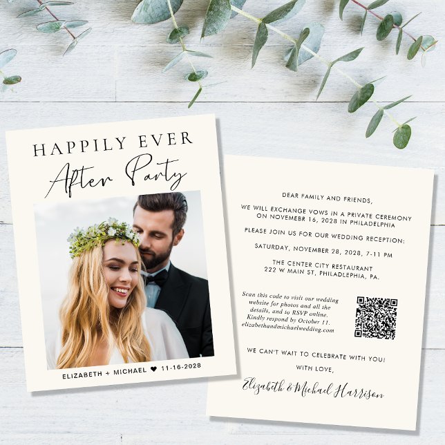 Budget Photo QR Code Wedding Reception Invitation (Creator Uploaded)