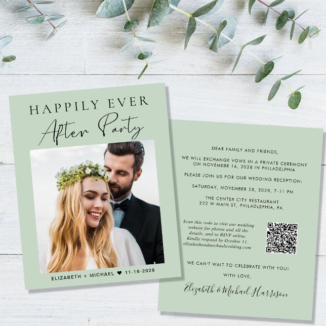 Budget Photo QR Code Wedding Reception Invitation (Creator Uploaded)