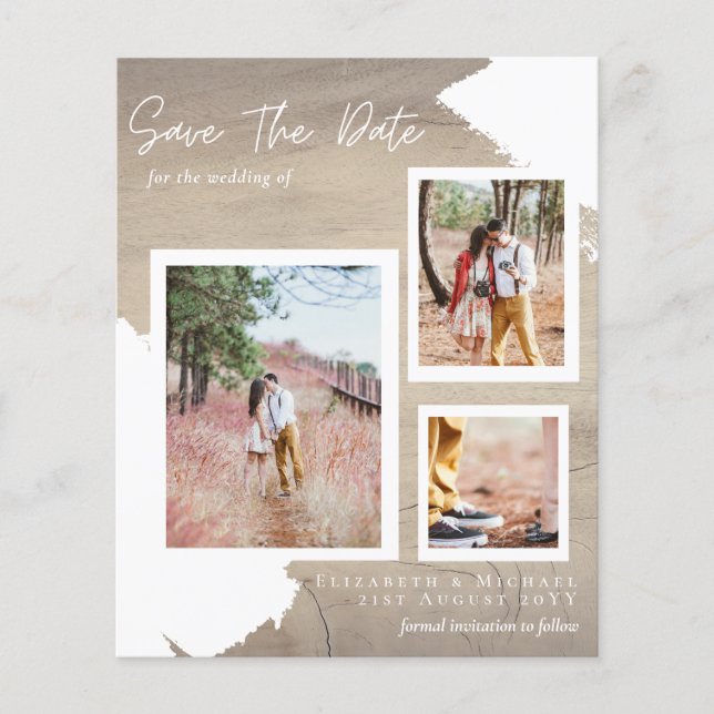 BUDGET PHOTO SAVE DATE Engaged Announcement THIN F Flyer (Front)