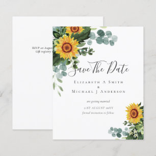 BUDGET  Photo Save Date Rustic SUNFLOWERS Greenery