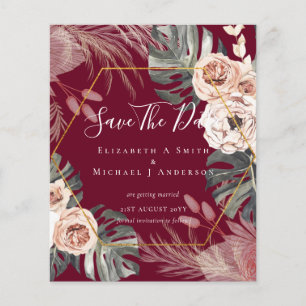 BUDGET Photo Save Dates PAMPAS Coral Tropical Flyer