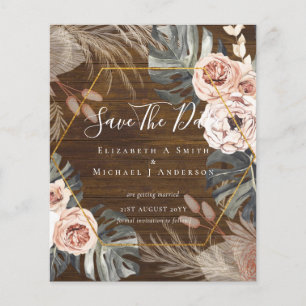 BUDGET Photo Save Dates PAMPAS Coral Tropical Flyer