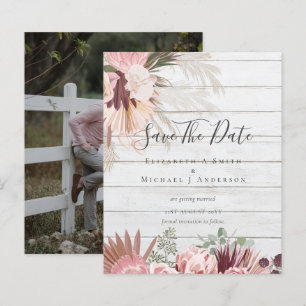 BUDGET PHOTO SAVE DATES - Pampas Grass Burgundy