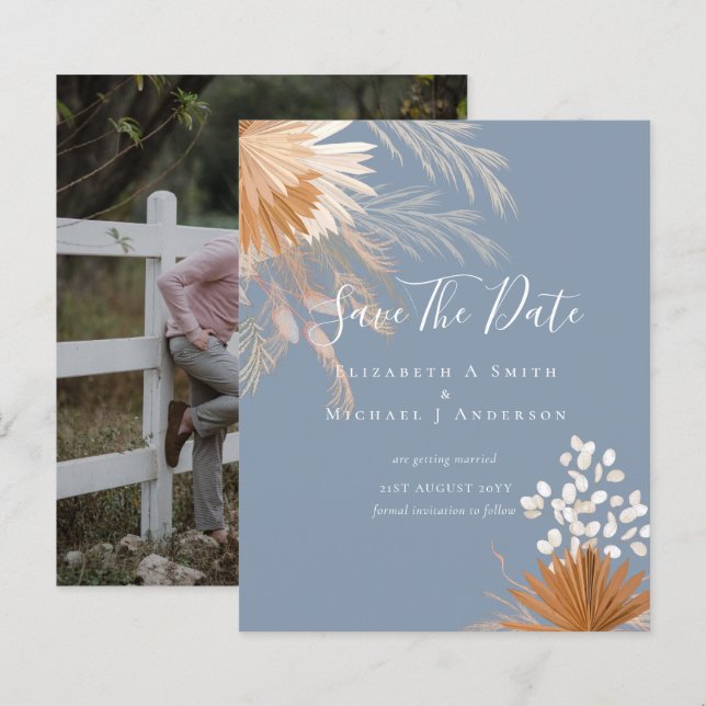 BUDGET Photo Save Dates PAMPAS Grass Terracotta (Front/Back)