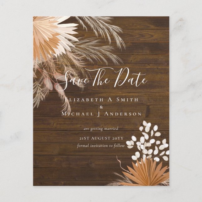BUDGET Photo Save Dates PAMPAS Grass Terracotta Flyer (Front)
