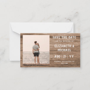 BUDGET Photo Save Dates Rustic Wood Note Car Card