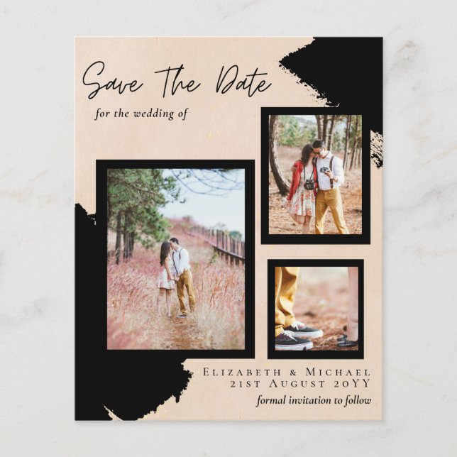 BUDGET Photo SAVE the DATE Engagement Peach THIN Flyer (Front)