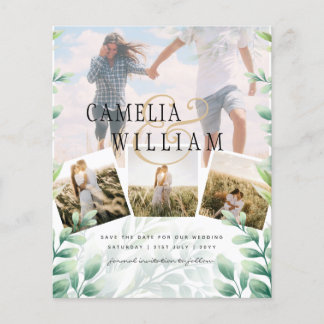 Budget Photo Save the Date Greenery Botanical Flyer