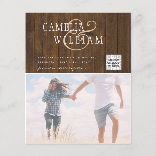 BUDGET PHOTO SAVE THE DATE QR SCANNING CODE RSVP FLYER (Front)